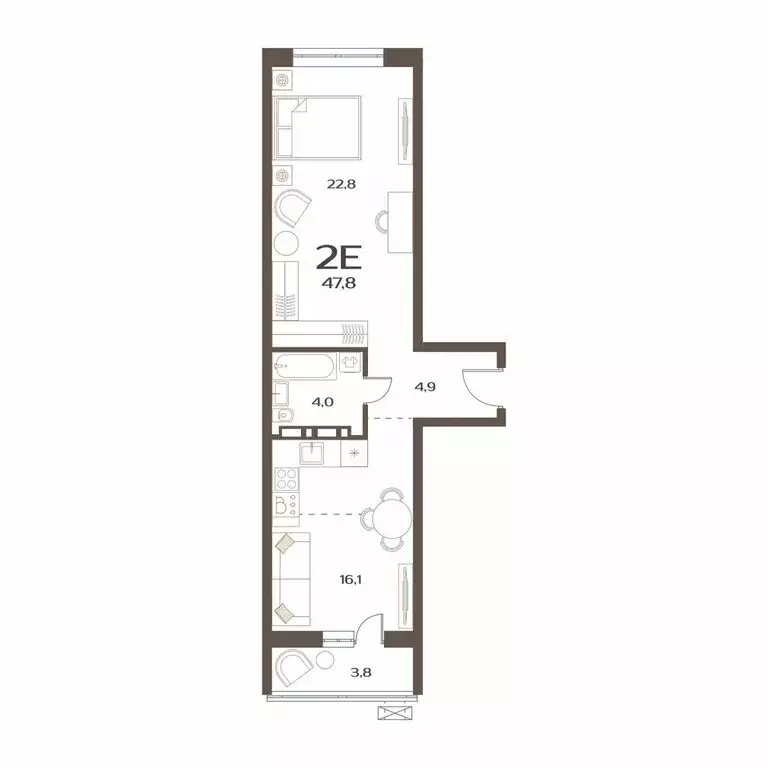 1-комнатная квартира: Владивосток, улица Коммунаров, 15к4 (47.8 м) - Фото 1