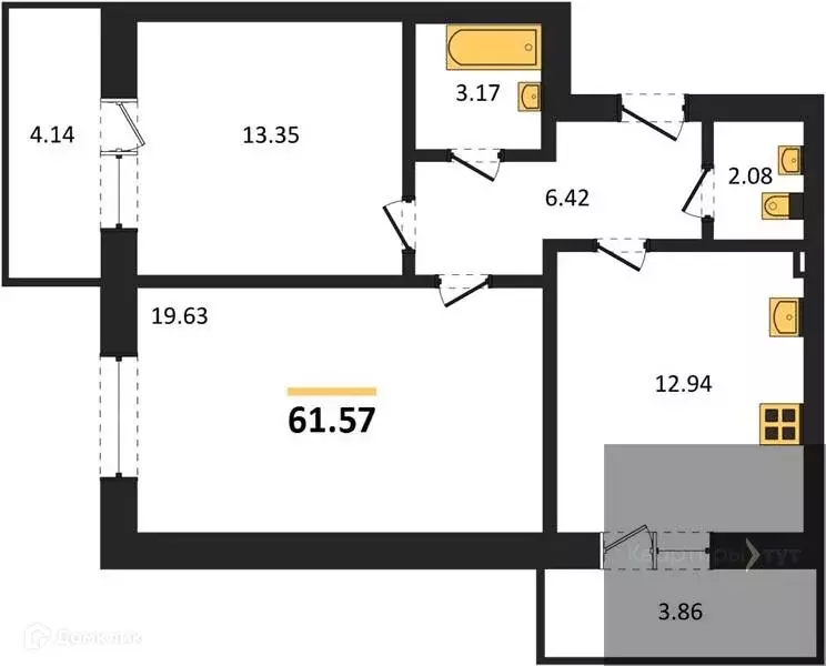 Продаётся 2-к квартира, 61.59 м - Фото 0