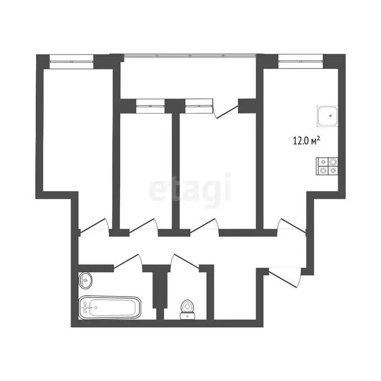 3-комнатная квартира: Тюмень, улица Михаила Сперанского, 33 (74.6 м) - Фото 0