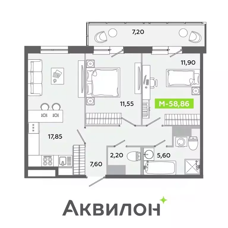 3-к кв. Ленинградская область, Всеволожский район, Заневское городское ... - Фото 0