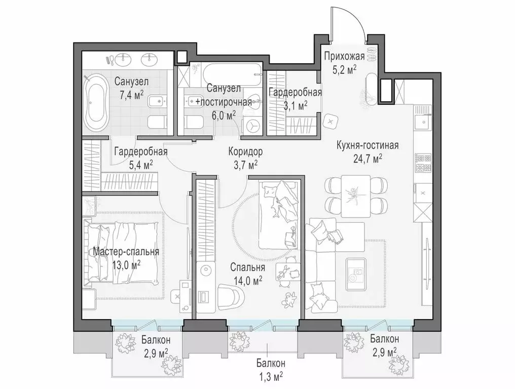 2-комнатная квартира: Москва, ЖК Тишинский Бульвар (86.1 м) - Фото 1