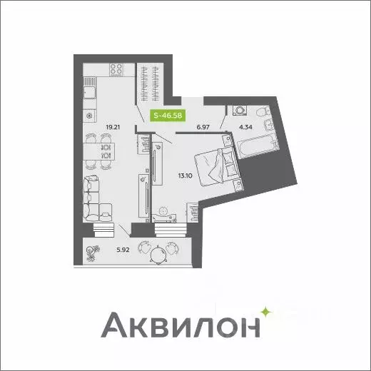 1-к кв. архангельская область, архангельск аквилон роса жилой комплекс . - Фото 0