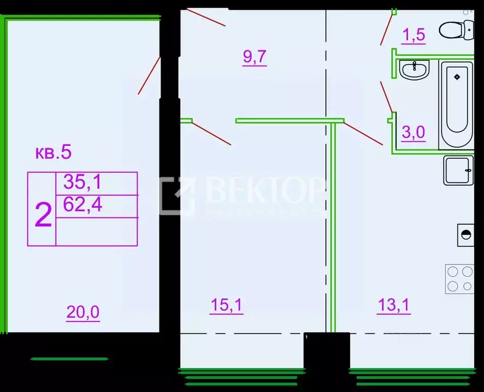 2-к кв. Костромская область, Кострома ул. Ткачей, 5 (62.4 м) - Фото 2