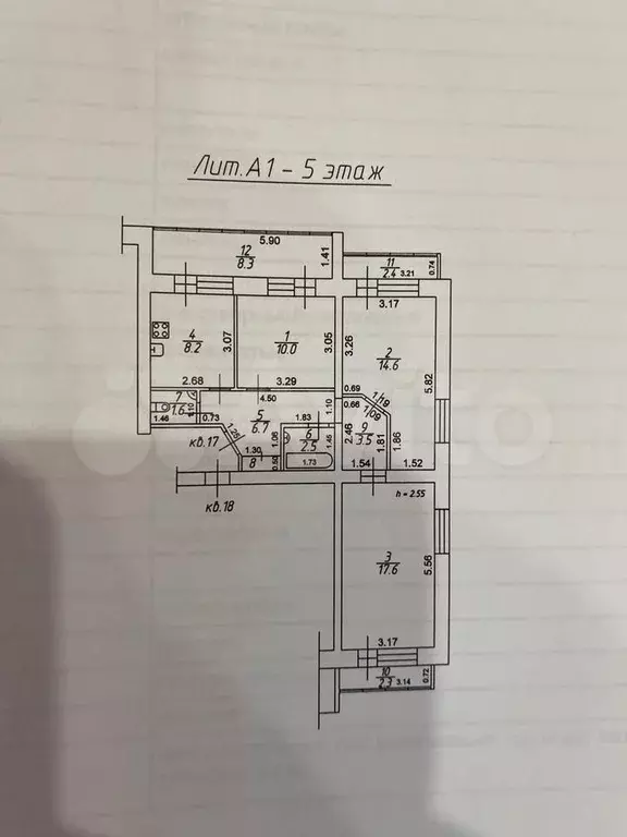 3-к. квартира, 65,5 м, 5/5 эт. - Фото 0