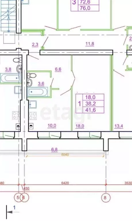 1-к кв. Костромская область, Кострома ул. Терешковой, 29Б (41.6 м) - Фото 1