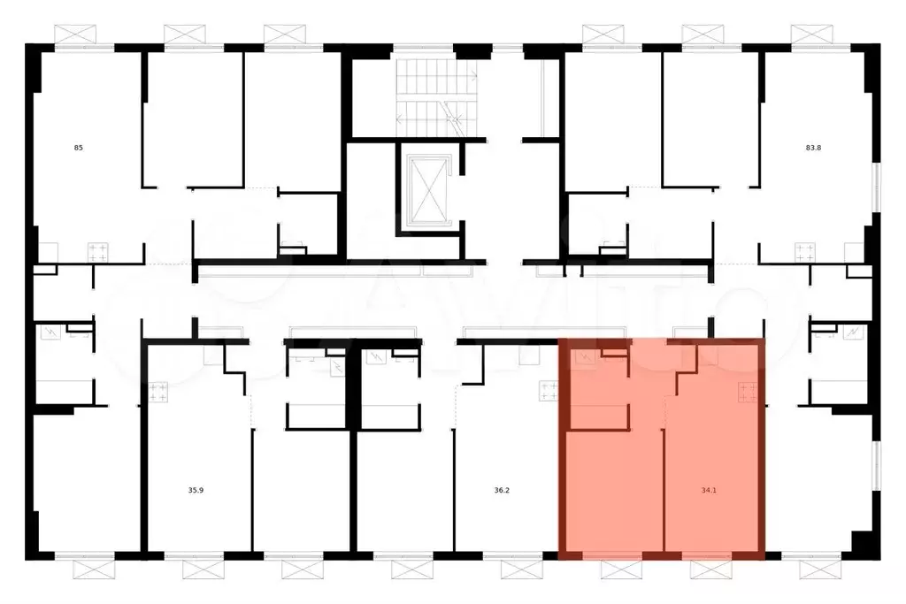 1-к. квартира, 34,1 м, 4/9 эт. - Фото 1