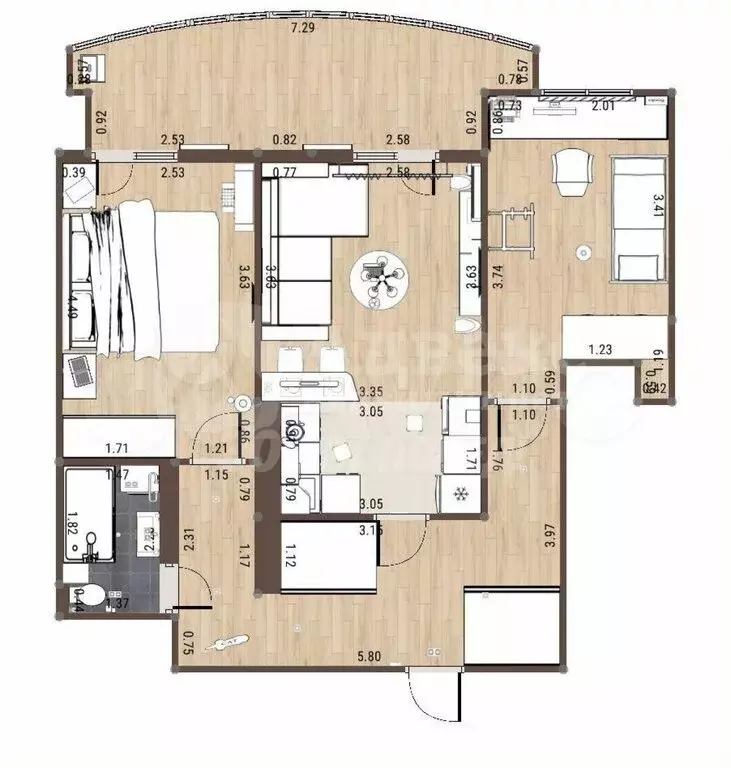 2-комнатная квартира: Тюмень, улица Монтажников, 51 (64 м) - Фото 2