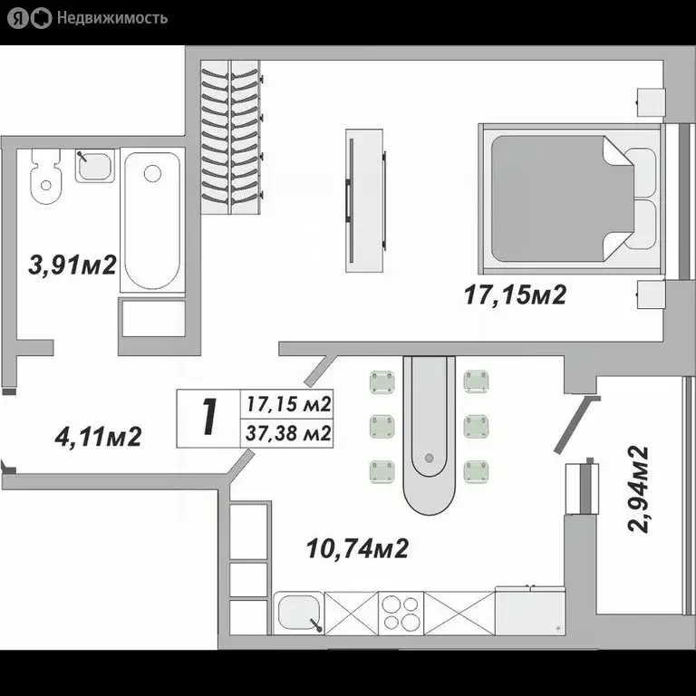 1-комнатная квартира: Оренбург, улица Юркина, 8 (37.38 м) - Фото 0