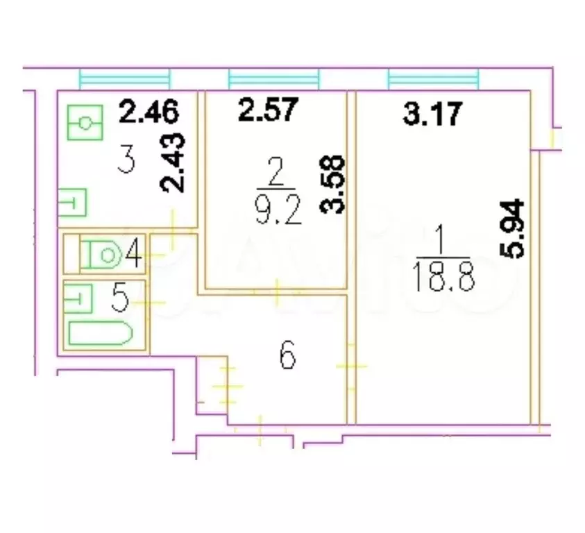 2-к. квартира, 44,4 м, 4/9 эт. - Фото 0