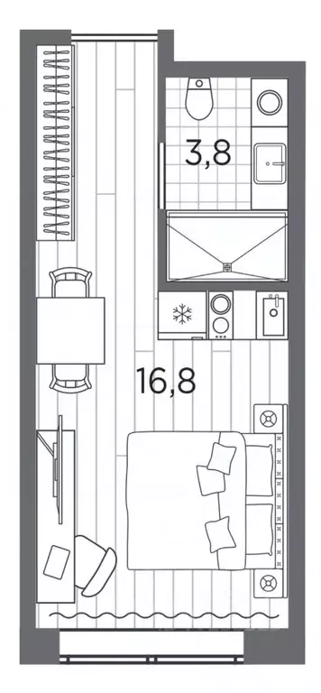 Студия Санкт-Петербург просп. Стачек, 62Е (20.6 м) - Фото 0