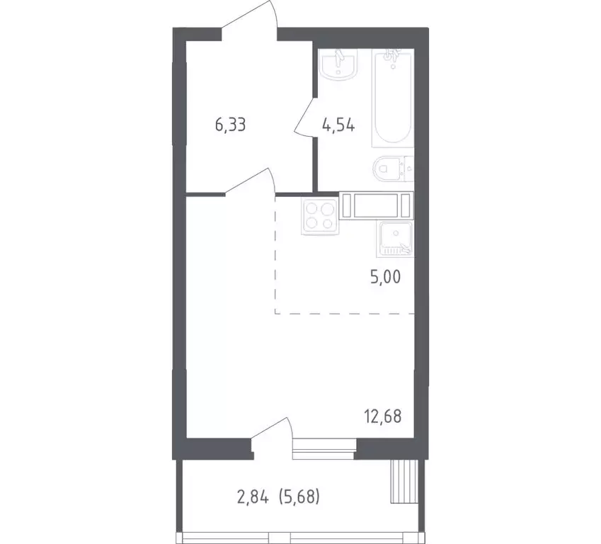 Квартира-студия: посёлок городского типа Жилино-1, 2-й квартал, 1к3 ... - Фото 1