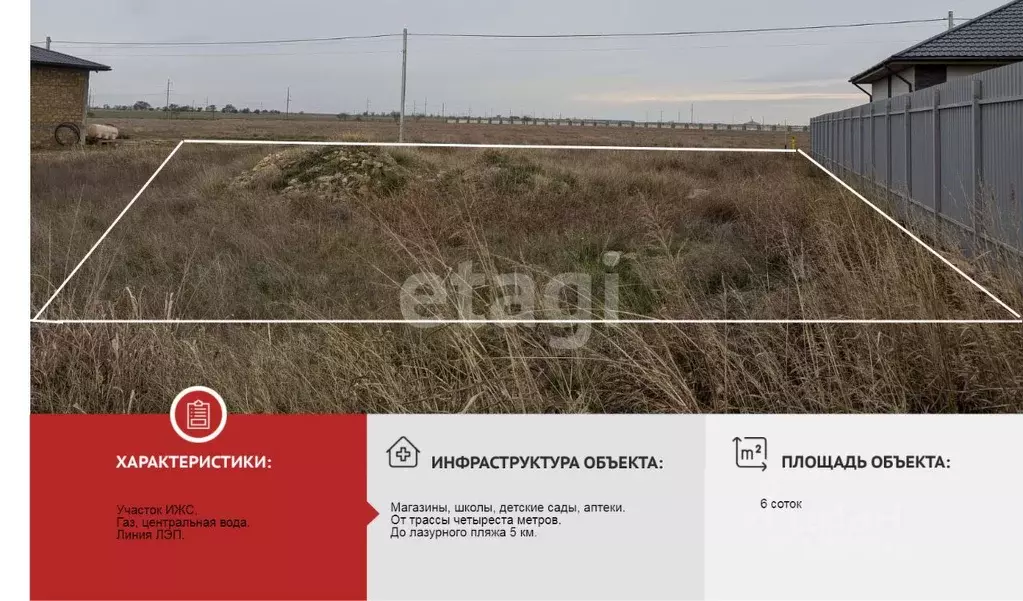 Участок в Крым, Евпатория ул. Алиме Абденановой, 21 (6.0 сот.) - Фото 1