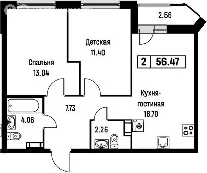 2-комнатная квартира: Мурино, Екатерининская улица, 19 (56.47 м) - Фото 0