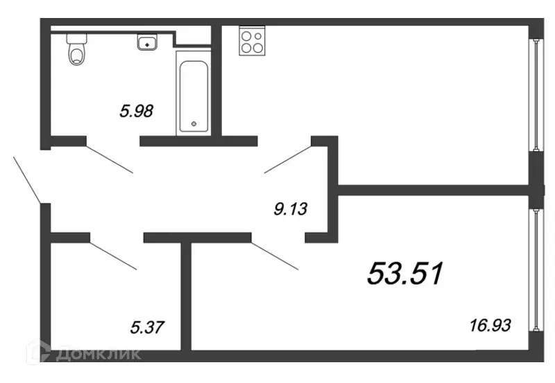 Продаётся 1-к квартира, 52.3 м - Фото 0