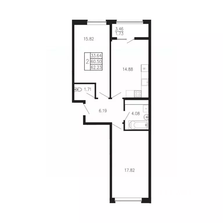 2-к кв. Крым, Феодосия муниципальный округ, Приморский пгт Просторы ... - Фото 1