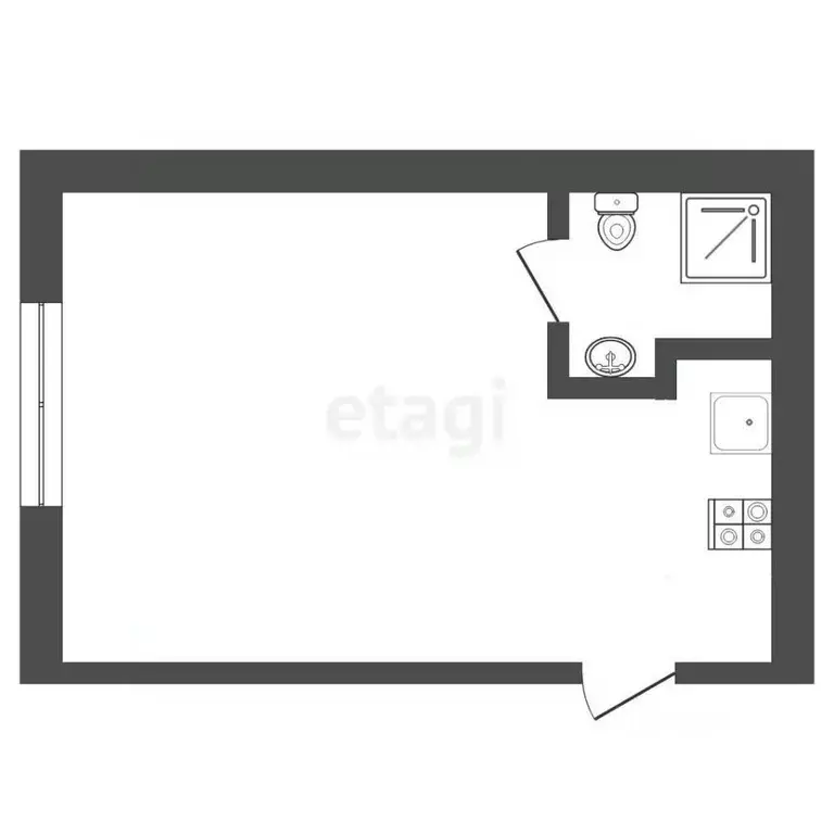 Студия Тюменская область, Тюмень ул. Котовского, 13 (18.0 м) - Фото 2