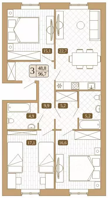3-к кв. Московская область, Сергиев Посад Белый город жилой комплекс ... - Фото 1