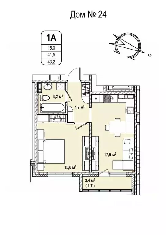 1-к кв. Кемеровская область, Кемерово 68-й мкр,  (43.2 м) - Фото 0