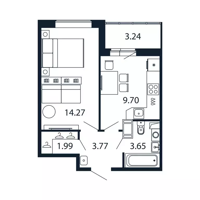 1-комнатная квартира: Мурино, Ручьёвский проспект, 20 (32.6 м) - Фото 1