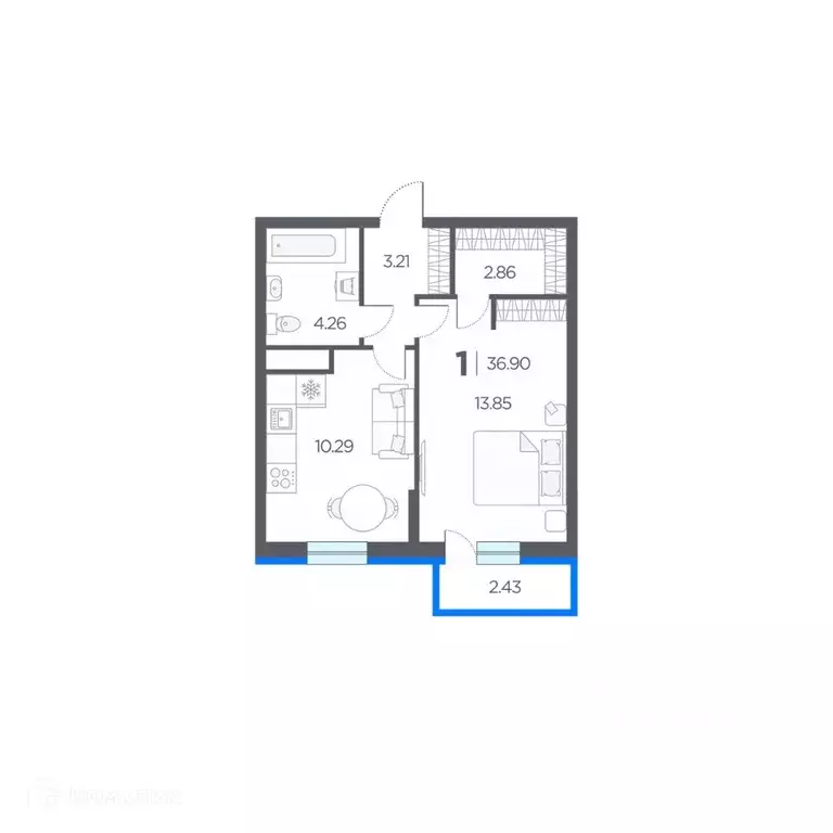 1-к кв. Рязанская область, Рязанский район, Дядьковское с/пос, с. ... - Фото 2