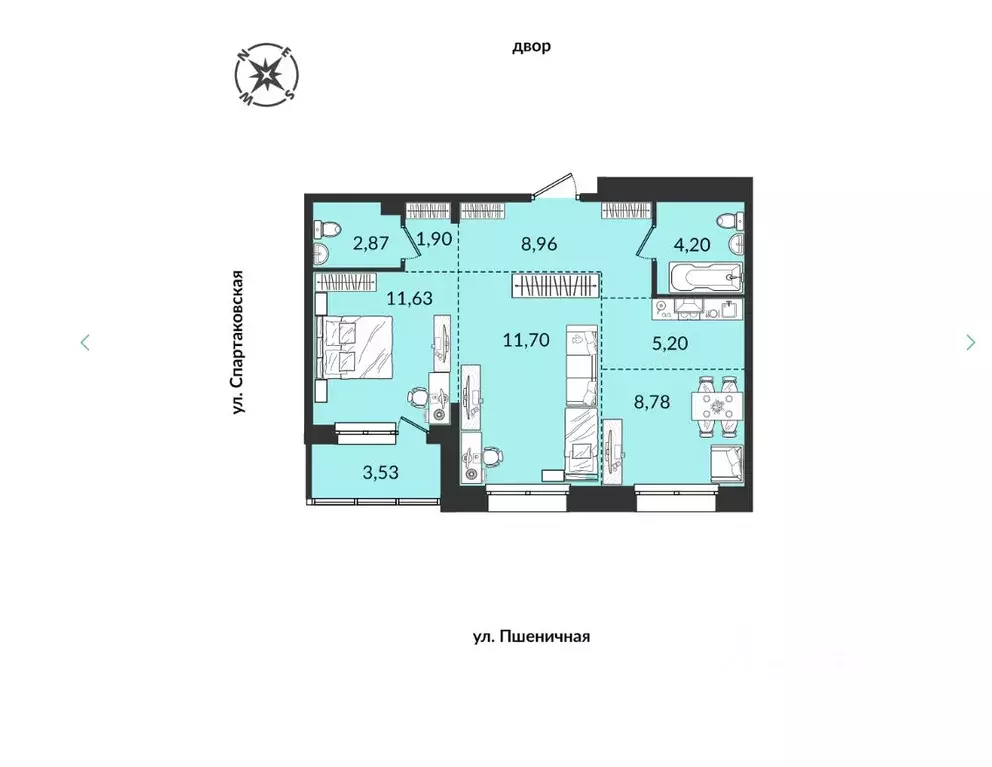 3-к кв. Иркутская область, Иркутск Пшеничная ул. (61.7 м) - Фото 1