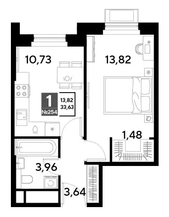 1-комнатная квартира: Реутов, 3-й микрорайон, ЖК Эво, к1 (33.63 м) - Фото 0