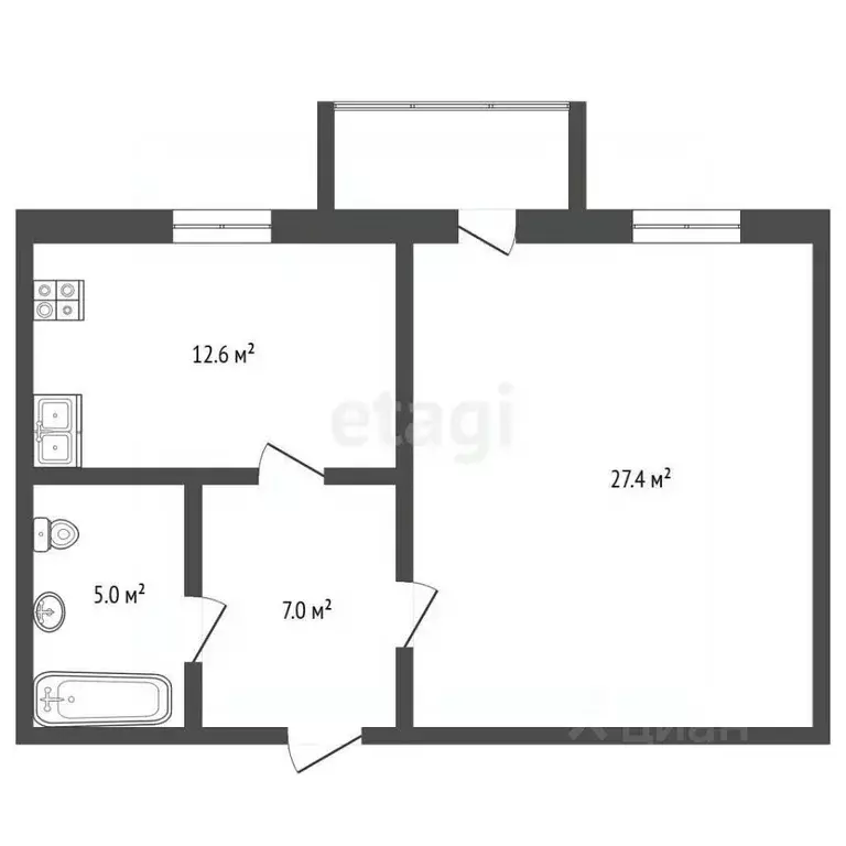 1-к кв. Челябинская область, Челябинск Пионерская ул., 7Б (52.0 м) - Фото 1