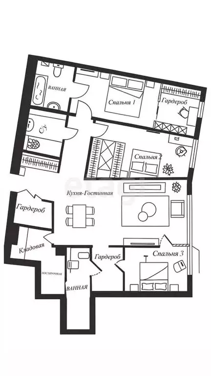 4-комнатная квартира: Казань, Право-Булачная улица, 51 (130 м) - Фото 1