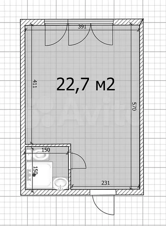 Квартира-студия, 22,7 м, 1/17 эт. - Фото 0