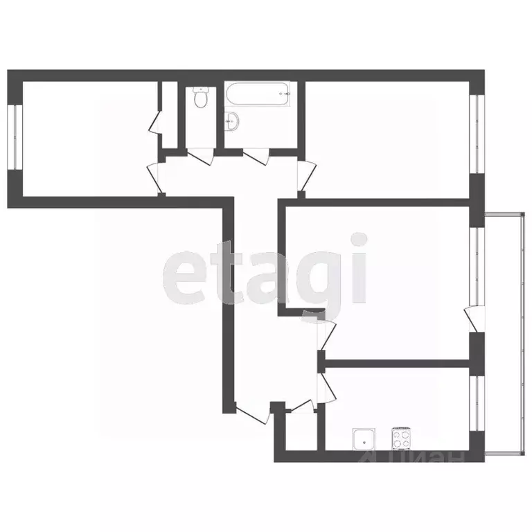 3-к кв. Томская область, Томск Новосибирская ул., 37 (70.8 м) - Фото 2