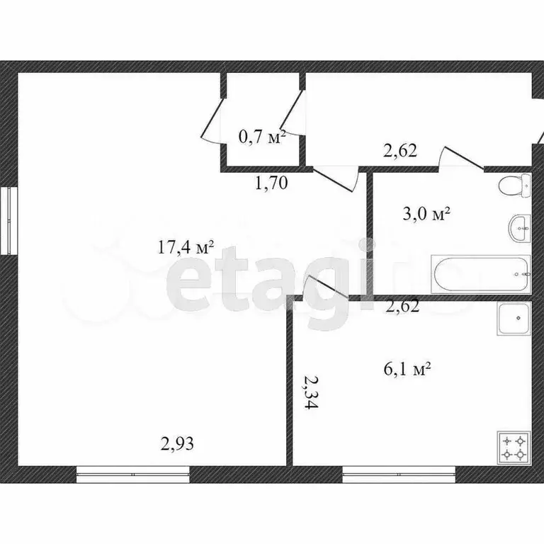 1-к. квартира, 30 м, 2/5 эт. - Фото 0