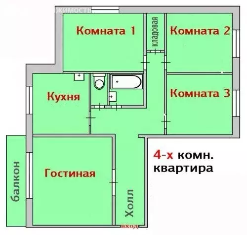 4-комнатная квартира: Красноярск, улица Сады, 2 (83.7 м) - Фото 1