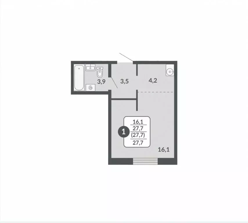 Квартира-студия: Киров, Московская улица, 211 (27.7 м) - Фото 0
