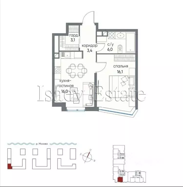 1-комнатная квартира: Москва, жилой комплекс Остров, 4-й квартал (45 ... - Фото 2