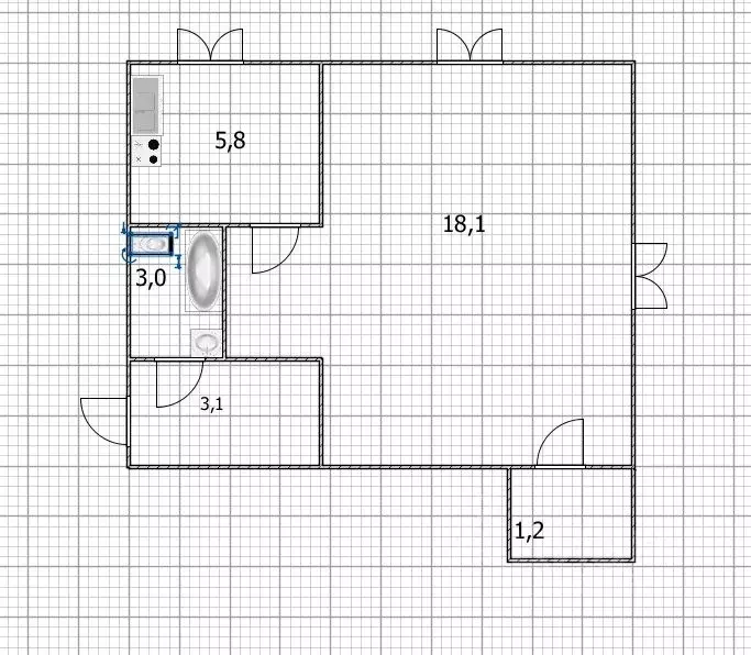 1-к кв. Башкортостан, Уфа Первомайская ул., 67 (31.2 м) - Фото 2