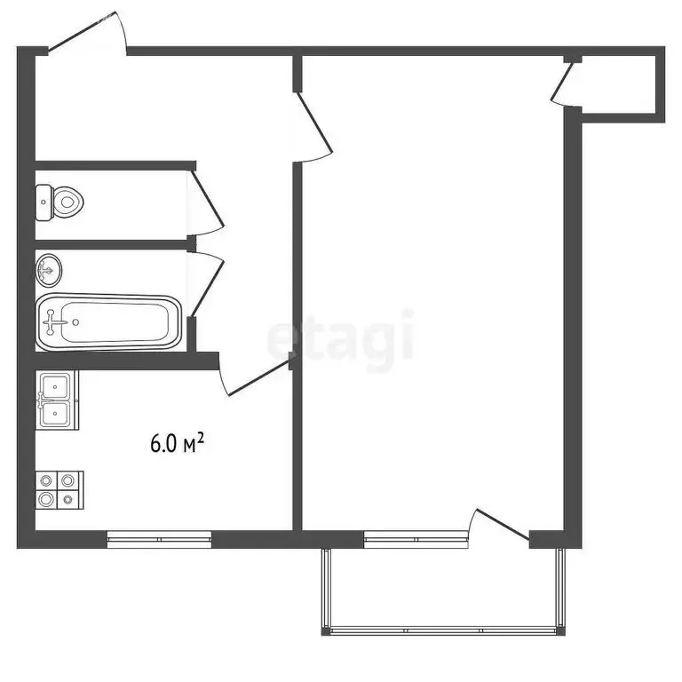 1-комнатная квартира: Чита, улица Бабушкина, 7 (32.3 м) - Фото 0