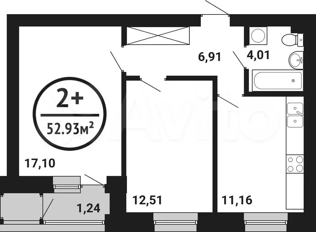 2-к. квартира, 52,9 м, 3/8 эт. - Фото 0