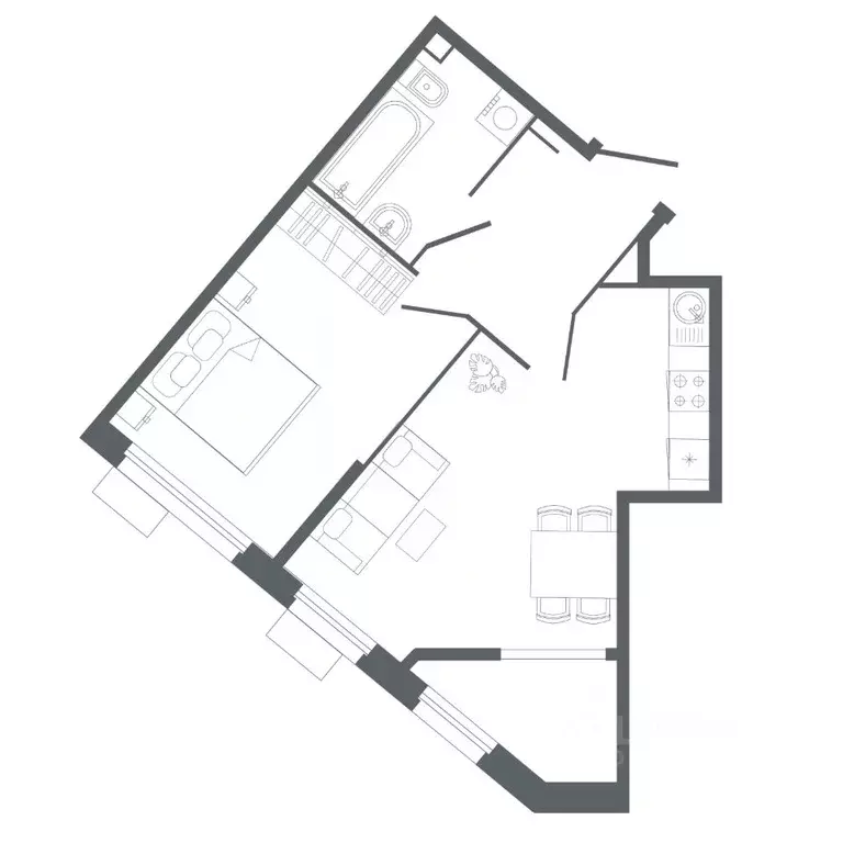 1-к кв. Свердловская область, Екатеринбург ул. Библиотечная, 41 (50.35 ... - Фото 1