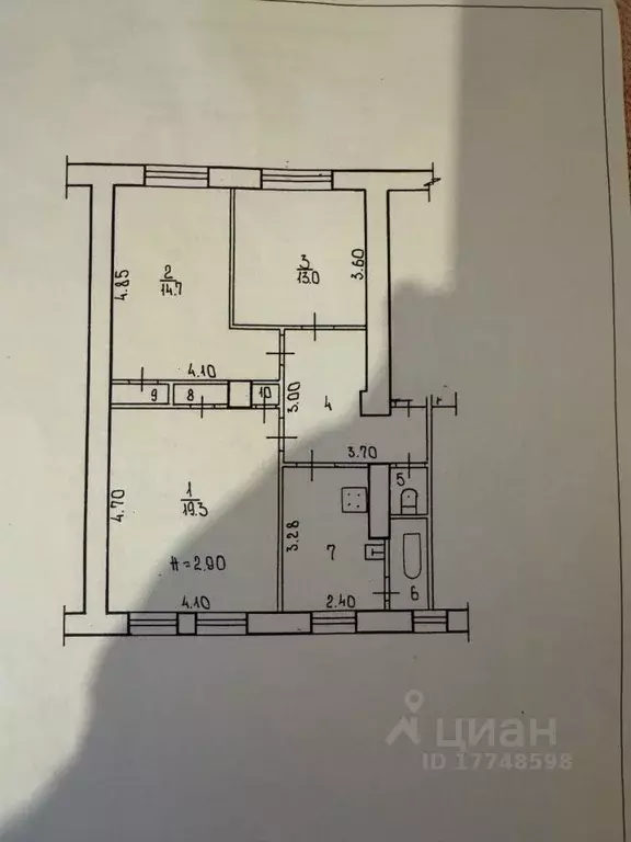 3-к кв. Волгоградская область, Волгоград ул. Лодыгина, 3 (68.6 м) - Фото 2
