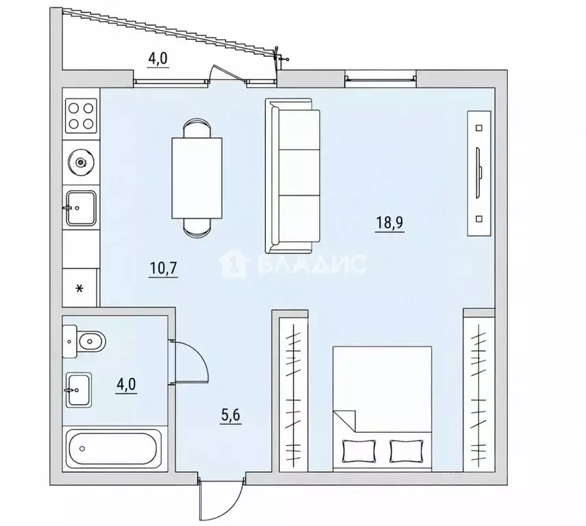 1-к кв. Санкт-Петербург Земледельческая ул., 5к2 (43.2 м) - Фото 2