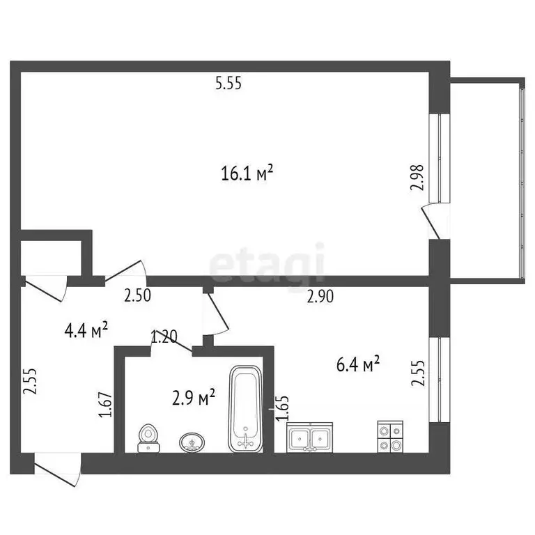 1-комнатная квартира: Вычегодский, улица Ленина, 53 (30.1 м) - Фото 0