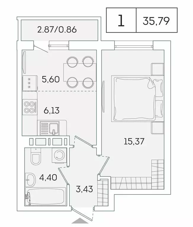 1-комнатная квартира: Мурино, Графская улица, 6к1 (35.1 м) - Фото 1