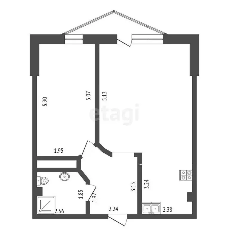 1-комнатная квартира: Тюмень, Фабричная улица, 9 (59.5 м) - Фото 0