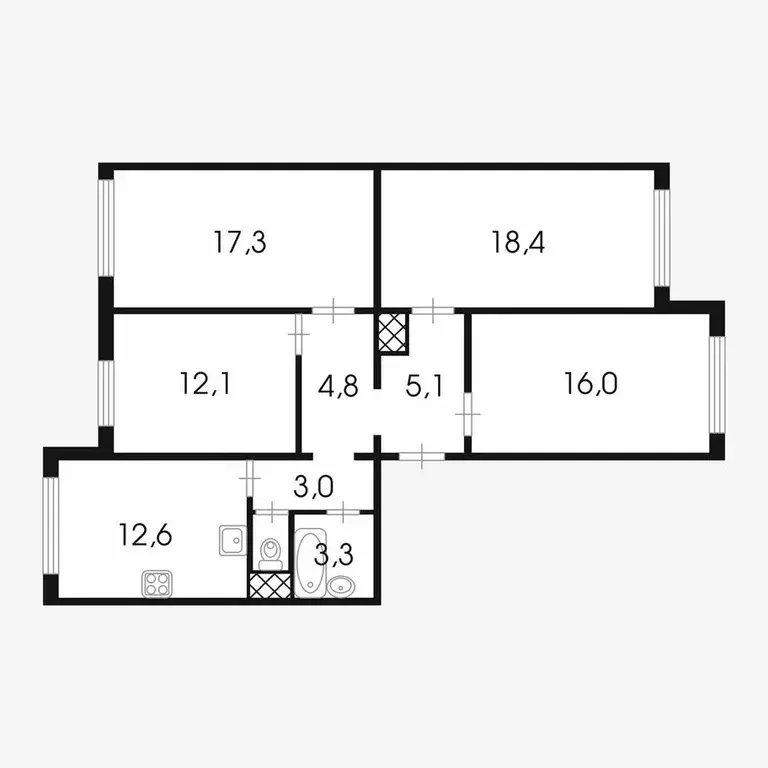 4-к кв. Санкт-Петербург Шлиссельбургский просп., 14К1 (95.2 м) - Фото 2