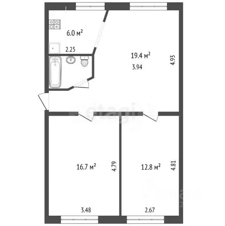 2-к кв. Вологодская область, Вологда ул. Чехова, 9 (60.0 м) - Фото 1