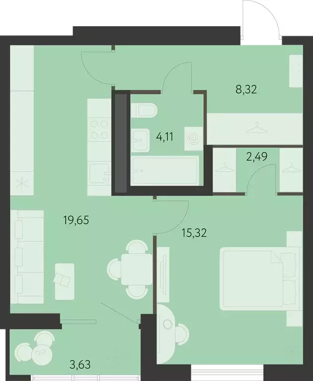1-комнатная квартира: Екатеринбург, улица Академика Ландау, 41 (51.71 ... - Фото 0
