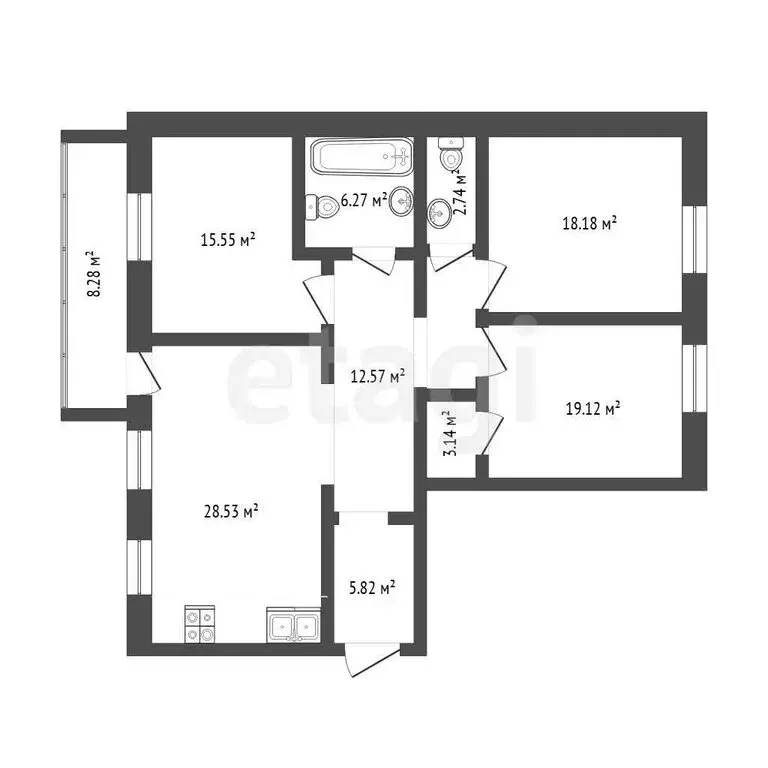 3-комнатная квартира: Тюмень, улица Тимофея Кармацкого, 7к1 (115.9 м) - Фото 1