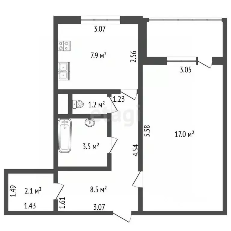 1-к кв. Санкт-Петербург пос. Шушары, Пушкинская ул., 24 (40.2 м) - Фото 1