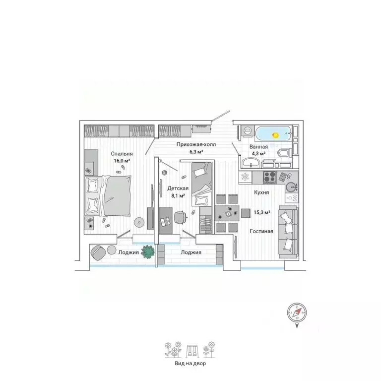 3-к кв. Приморский край, Владивосток ул. Нейбута (53.0 м) - Фото 1