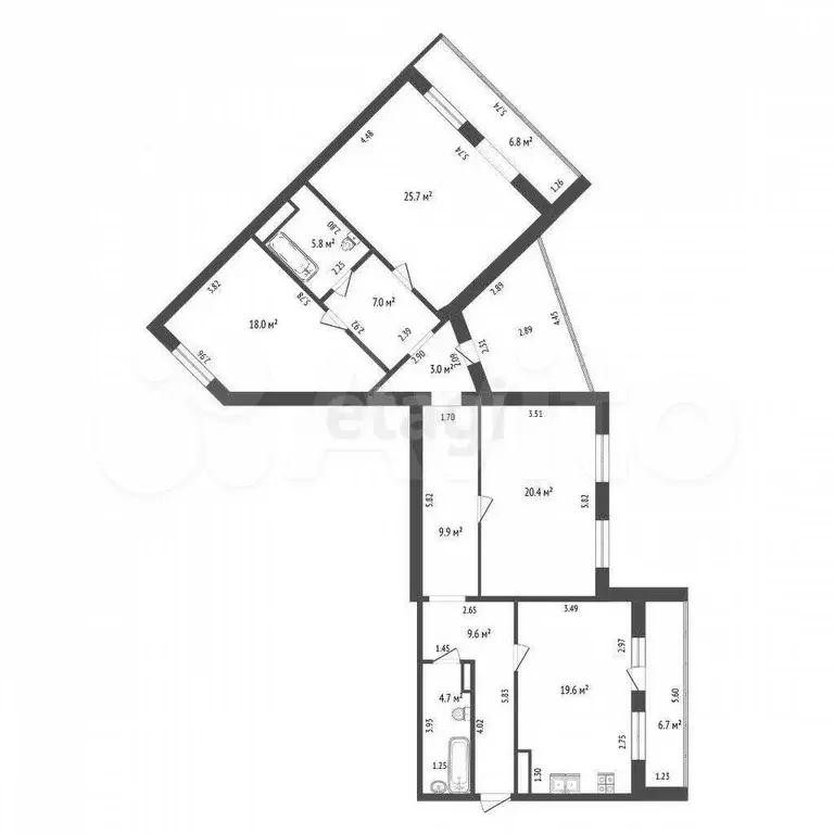 3-к. квартира, 123 м, 4/9 эт. - Фото 0